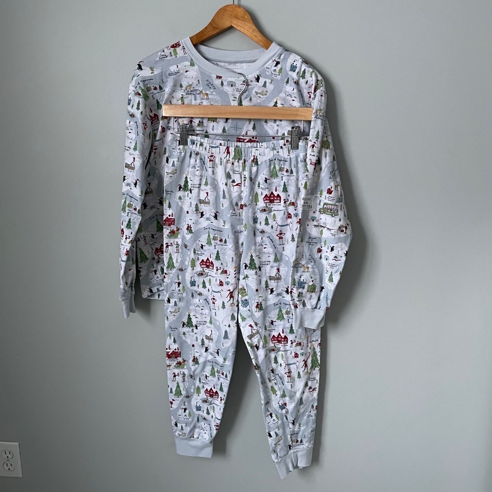 Pottery Barn Kids Holiday Christmas Pajamas Long Sleeve Top Pants Set Size L